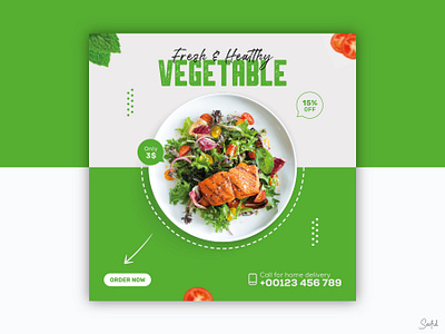 Social Media Post Design Templates - Vegetable addesign banner design facebookcoverdesign facebookpostdesign flyer food food banner graphic design healthy food poster design promotional banner social media design vegetables web banner