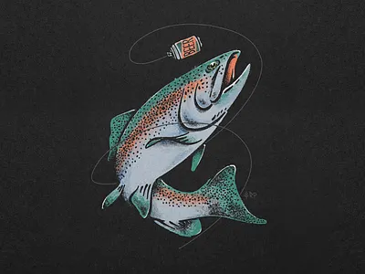 Rainbow trout beer fish illustration nature outdoor