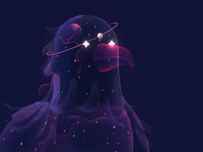 Dronie AI hologram! ai bird character elestial emoji galaxy hologram illustration space stars