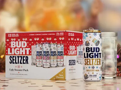 Bud Light Seltzer Ugly Sweater Pack 2021 alcohol can christmas design holiday illustration packaging seltzer sweater ugly sweater