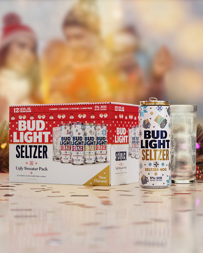 Bud Light Seltzer Ugly Sweater Pack 2021 alcohol can christmas design holiday illustration packaging seltzer sweater ugly sweater