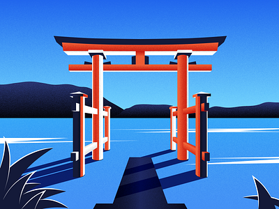 Hakone Jinja architecture hakone jinja illustration vector wannabelike