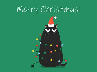 Christmas card cat christmas card christmas postcard illustration postcard vector