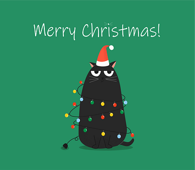 Christmas card cat christmas card christmas postcard illustration postcard vector