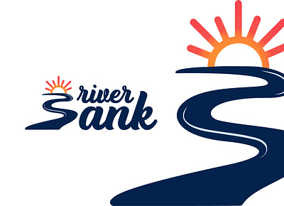 River Bank Logo b logo bank branding clean logo creative logo curvy font gradient hand made illustration letter b logo design logo designer natural logo organic river river bank river logo script water