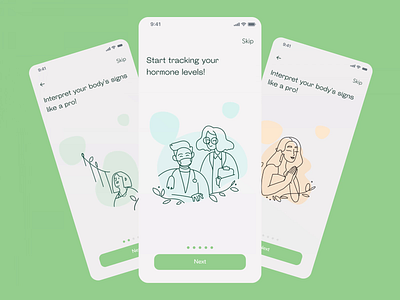 Women Healthcare App – Onboarding app animation app onboarding characters animation doctors flat healthcare healthcare app healthcare branding interaction line art lottie animation mobile app motion graphics onboarding onboarding animation tracking app ui trend women app women health