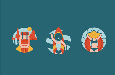 Travel icons coloring design flat icon illustration logo relax simple travel vector