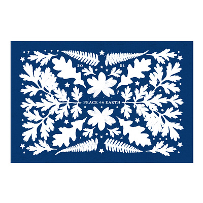 Peace On Earth cyanotype design postcard texture typography