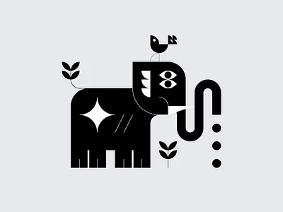Elephant 2d africa animal animal logo art bird logo black digitalart drawing elephant graphic design illustration ink logo logo design nature surreal symbol design vector