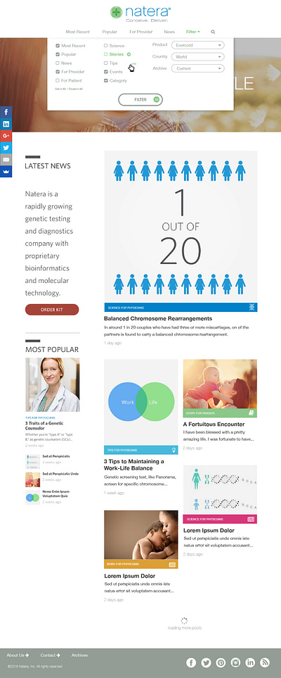 Natera.com Blog ui website