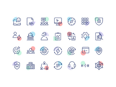 Icons for Lilt Website branding colored design icons lilt outlined shapes translation