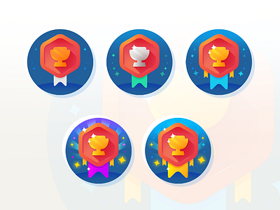 Badges design amblem badge badges flat goal icon icon set illustration ios levels logo photo photo editing photoshop ribbon shield trophy ui web set win