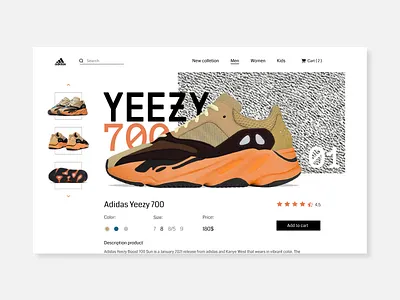 Adidas Yeezy 700 adidas branding colors composition deport design development fashion graphic design landing look nike page shoe site sport ui ux web yeezy