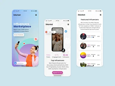 Influencers Marketplace App Design app design design figma mobile app ui design uiux user interface ux design webapp