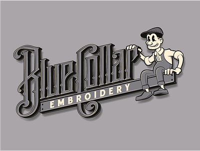 Blue Collar Embroidery Logo adobe illustrator branding design illustration logo typography vector