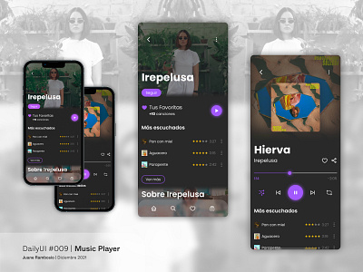 Daily UI #009 - Music Player app branding daily dailyui design musicplayer responsive spotify ui uidesign uiux webdesign