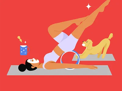 Yoga day animation art direction character cute design dog doodle drawing flatdesign graphic design health illustration motion graphics vector yoga