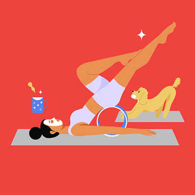 Yoga day animation art direction character cute design dog doodle drawing flatdesign graphic design health illustration motion graphics vector yoga