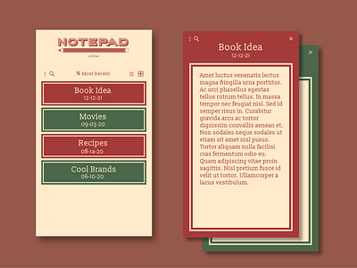 Daily UI #065: Notes Widget 065 1940s 1950s dailyui dailyui065 design mobile notepad notes notes widget retro stationary ui widget