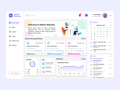 Online School Education Dashboard - Web App app dashboard design landing page ui ux web design