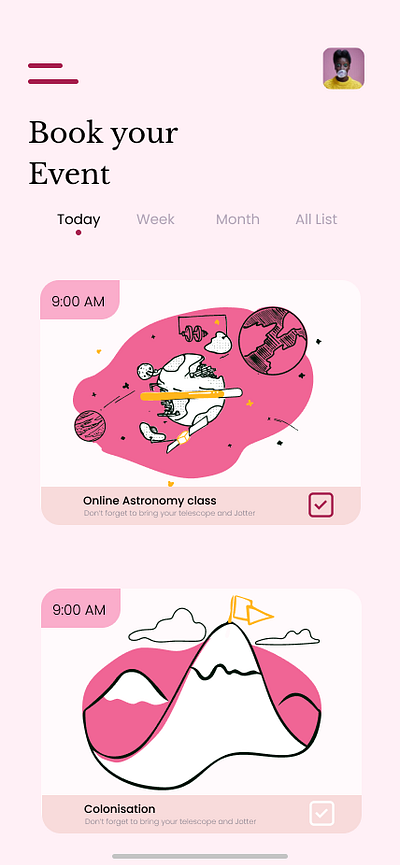 Spacey dailyui design events ui ux