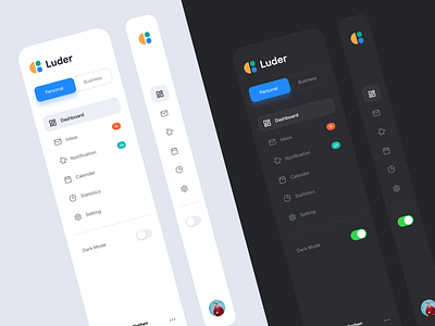 Dashboard navigations Dark and White version clean dashboard design figma menu navigation saas ui ui design ux