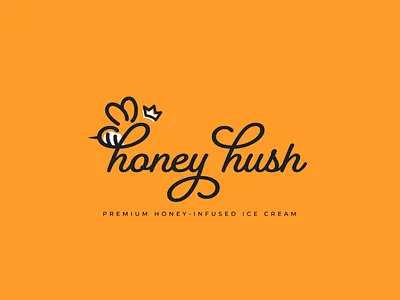 Honey Hush Honey Ice Cream bee branding design font design fonts graphic design honey ice cream illustration illustrator logo logos packaging