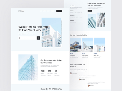 D'Estate - Real Estate Landing Page about us agency agency landing page branding buy home hero home home buy home purchase home sell landing page minimalist minimalist landing page properties property real estate sell services web design web ui