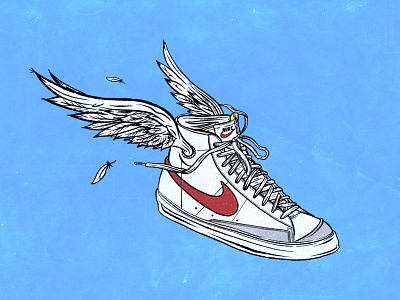 Nike Flyin' Blazer apple pencil blazer check drawing flying illustration inking ipad ipad pro messy lines nike procreate shoes swoosh texture wings