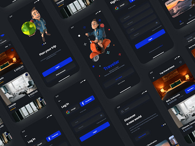 Travelar - Travel Agency App UI 3d app agency ui app ui brand identity dark app dribbble best shot graphic design homepage illustration mobile app landingpage logo branding design motion graphics product design tour app tourism travel agency app travel agent trip planner uiux web design