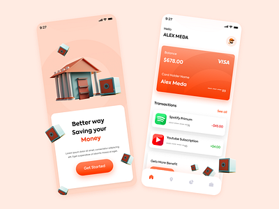 Financial App 3d bank blender branding design financial graphic design illustration ui ux wallet