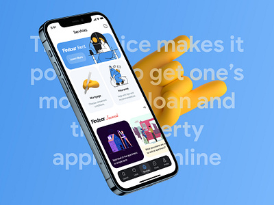 Findoor | iOS App blue card cards clean flat gradient illustration ios minimal real estate typography ui ux