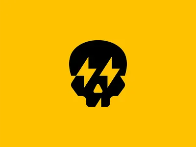 Skull And Lightning Bolts Logo bolt bone branding death design electric electricity geometric head horror icon identity illustration logo mark skeleton skull spark symbol vector