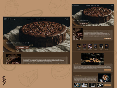 The Confectionery landing page bakery branding cake dark design desktop interface ios landing landing page minimal shop site store ui ux web web design webdesign website