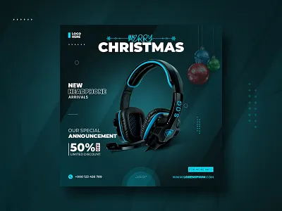 Christmas Day Headphone Sale Social Media or Instagram Post branding christmas christmas day design free graphic design headphone design heaphone logo post design print sale sale post social media social media design template tree ui ux