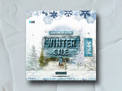 Winter Sale Social Media or Instagram Post Design Template background branding christmas christmas design design graphic design icon illustration logo post post design print social media social media post tree ui ux vector winter winter sale