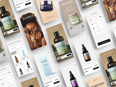 Botaniqa App UI app beauty botanic brand color cosmetic design logo minimal typography ui ux