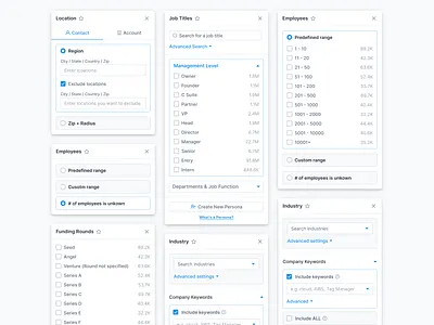 Filters apollo checkbox crm dashboard employee filter filter filter by filtering filters hubspot industry filter jobs filter lusha outreach radio saas salesforce sort by strategy zoominfo