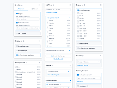 Filters apollo checkbox crm dashboard employee filter filter filter by filtering filters hubspot industry filter jobs filter lusha outreach radio saas salesforce sort by strategy zoominfo