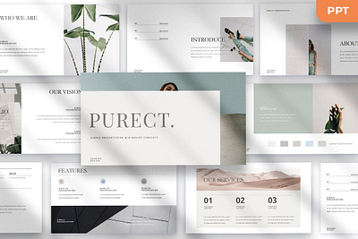 Purect - Minimal Presentation Template abstract aesthetic branding concept corporate creative design google slides graphic design illustration keynote minimal minimal presentation multipurpose pitch deck powerpoint slides ui ux vector