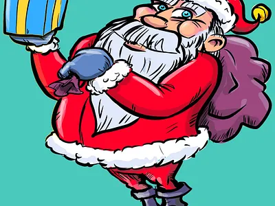 Santa Clause has a gift for you cartoon character humour illustration santa santaclause xmas