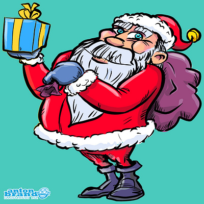 Santa Clause has a gift for you cartoon character humour illustration santa santaclause xmas