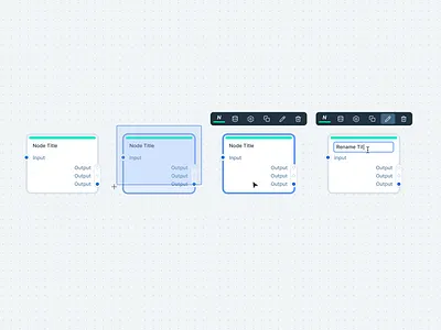 Node Component clean cursor edit flow builder hover interactive node scripting select simple states text input toolbar ui design visual