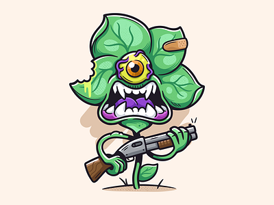 'Git awf ma lawn' - Plant character design cohen gum digital art digital illustration environment hillbilly illustration monster plant plant art plant monster shotgun vector vector art vector design vector illustration