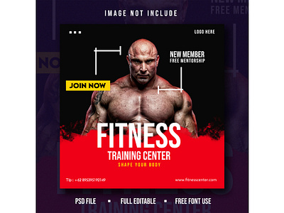 Fitness Training Center Instagram Post Template banner banner template fitness traning center graphic design gym poster illustration instagram post logo poster