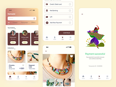 Hand made jewellery selling app geen geo handmade illusrtation kerala kottayam ui uiux