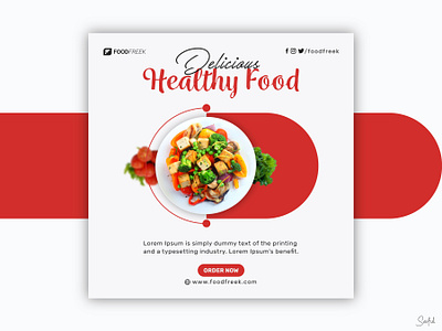 Social Media Post Design Templates - Healthy Food addesign banner design ecommerce facebookcoverdesign facebookpostdesign flyer design food food banner graphic design healthy food illustration instagram banner poster design products promotional banner social media design social media post vegetables web banner