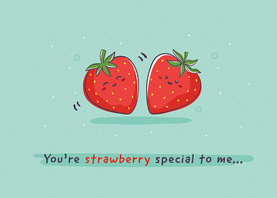 Fruit pun - greeting card 🍓 card drawing fruit funny greeting illustration illustrator cc kawaii pun strawberry vector