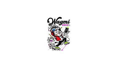 Wagmi T-Shirt Design cat graphics illustration mouse skateboarding t shirt design tee design vector vector design