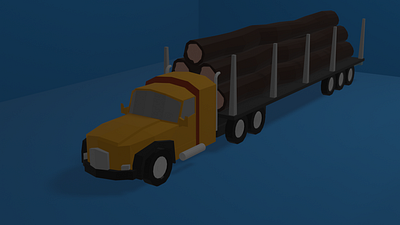 Timber Truck 3d illustration low poly